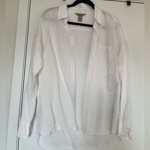 Oversized linen button up top